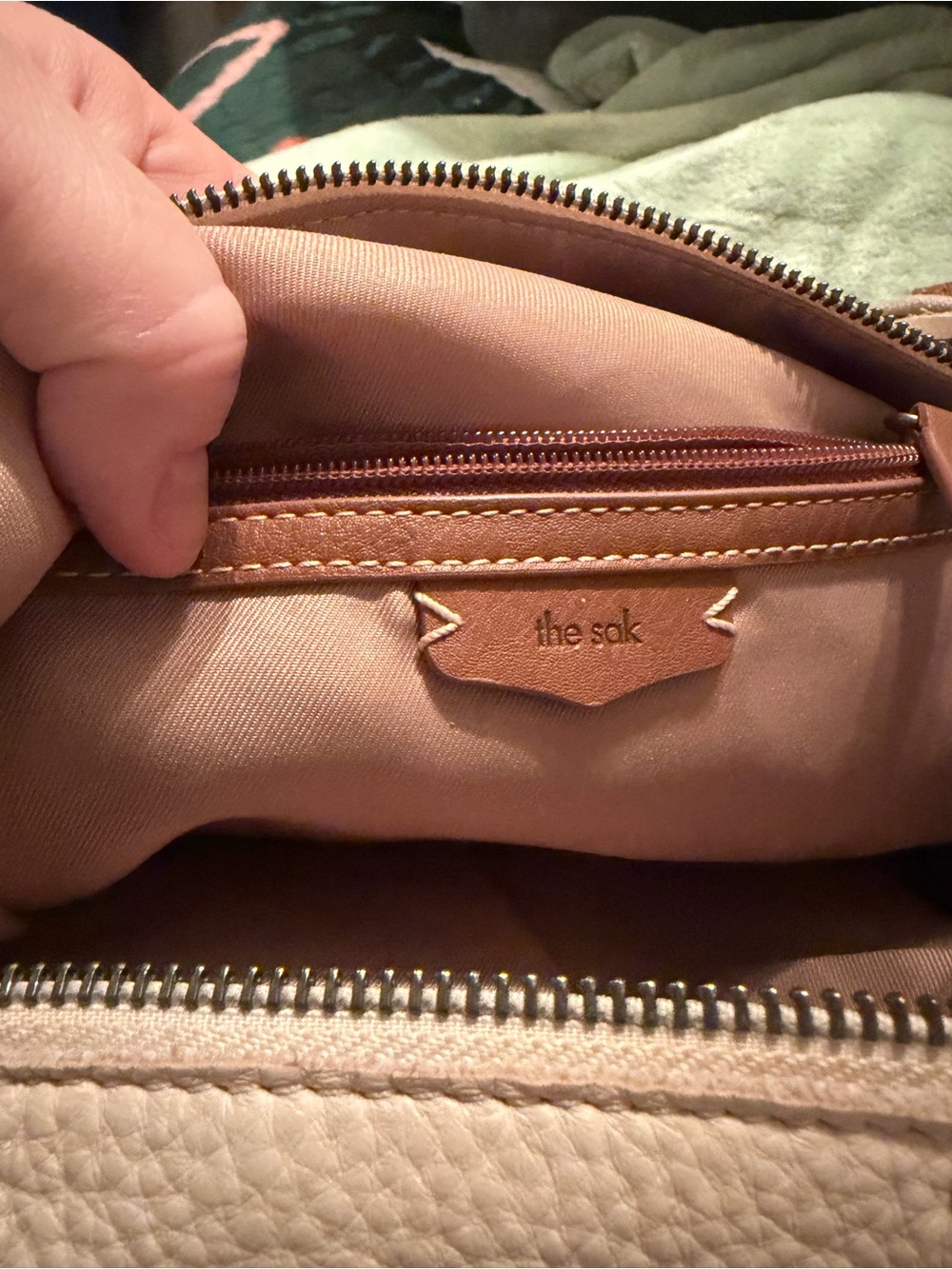 The Sak, Stone in color. Shoulder Bag with Tan Strap - Picture 2 of 3